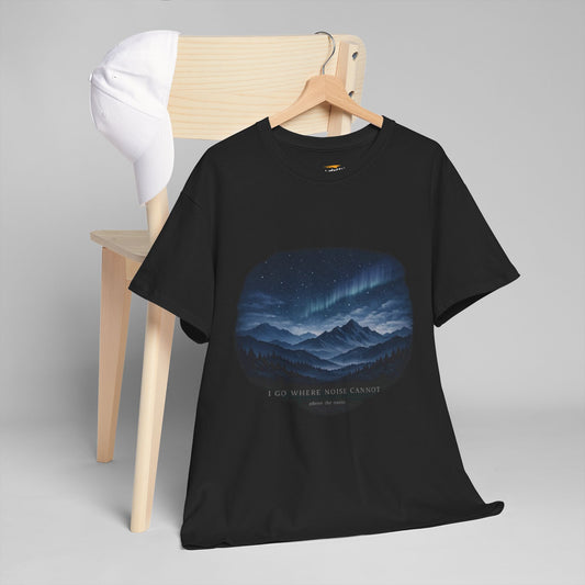 I Go Where Noise Can’t – Night Mountain T-Shirt | Aesthetic Starry Sky Tee