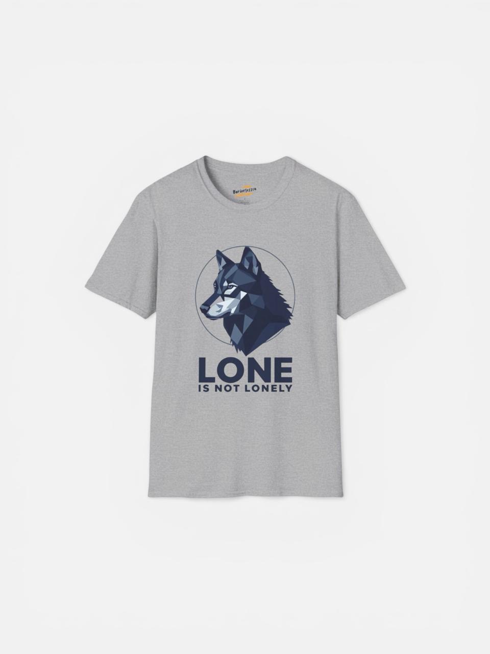 Lone Is Not Lonely Wolf T-Shirt — Geometric Wolf Illustration