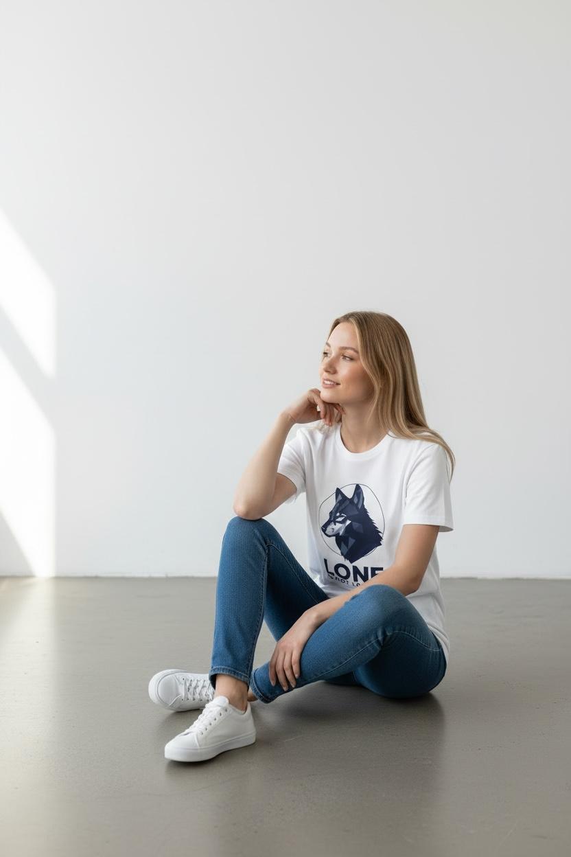 Lone Is Not Lonely Wolf T-Shirt — Geometric Wolf Illustration