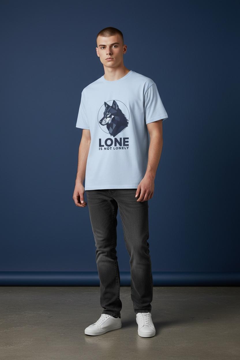 Lone Is Not Lonely Wolf T-Shirt — Geometric Wolf Illustration