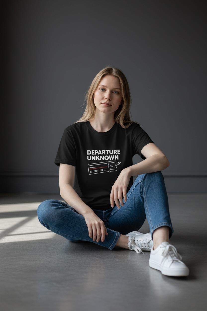 Departure Unknown T-Shirt – Travel Map Back Print | Wanderlust Graphic Tee