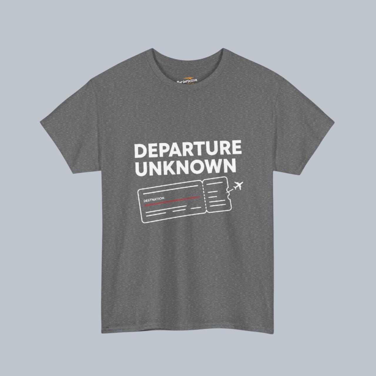 Departure Unknown T-Shirt – Travel Map Back Print | Wanderlust Graphic Tee