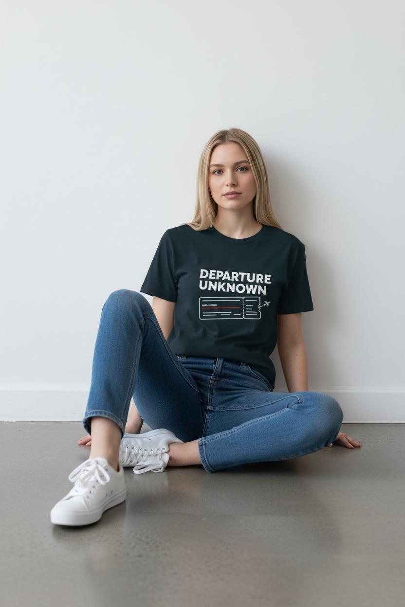 Departure Unknown T-Shirt – Travel Map Back Print | Wanderlust Graphic Tee