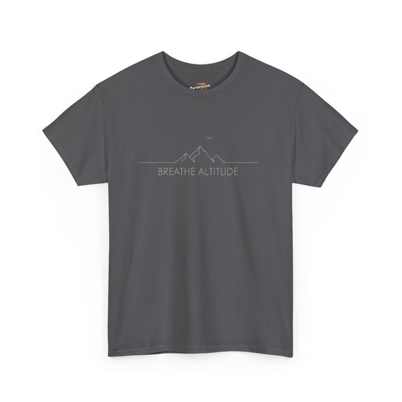 Breathe Altitude T-Shirt – Mountain Front & Coffee Adventure Back Print Tee