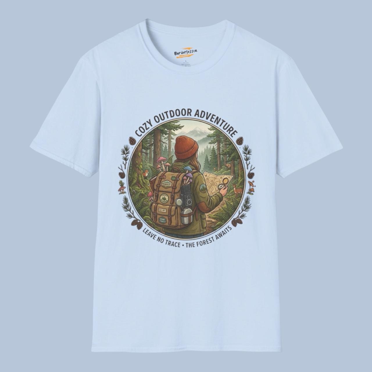 Cozy Outdoor Adventure T-Shirt — "Learn to Roam" Forest Hiking Graphic Tee
