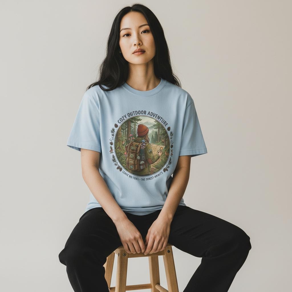 Cozy Outdoor Adventure T-Shirt — "Learn to Roam" Forest Hiking Graphic Tee