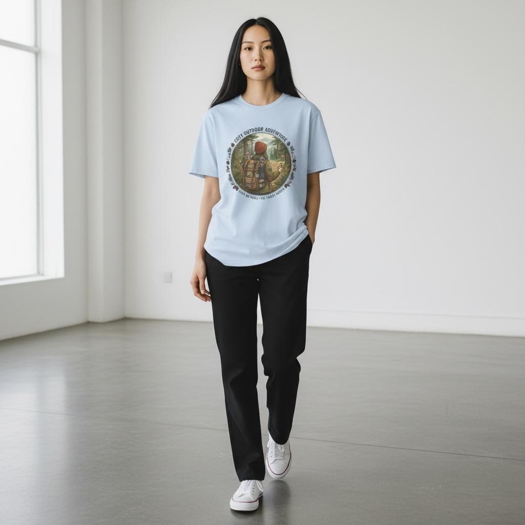 Cozy Outdoor Adventure T-Shirt — "Learn to Roam" Forest Hiking Graphic Tee