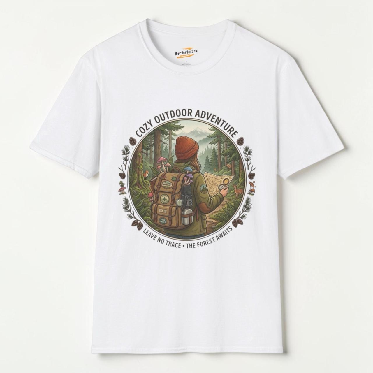 Cozy Outdoor Adventure T-Shirt — "Learn to Roam" Forest Hiking Graphic Tee