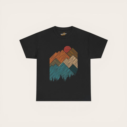 Retro Mountain Graphic Tee — Vintage Sunset Outdoor T-Shirt