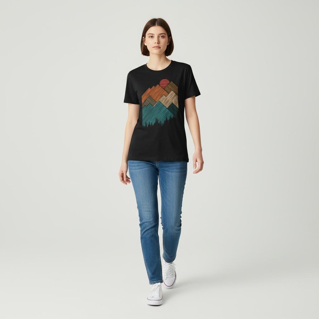 Retro Mountain Graphic Tee — Vintage Sunset Outdoor T-Shirt
