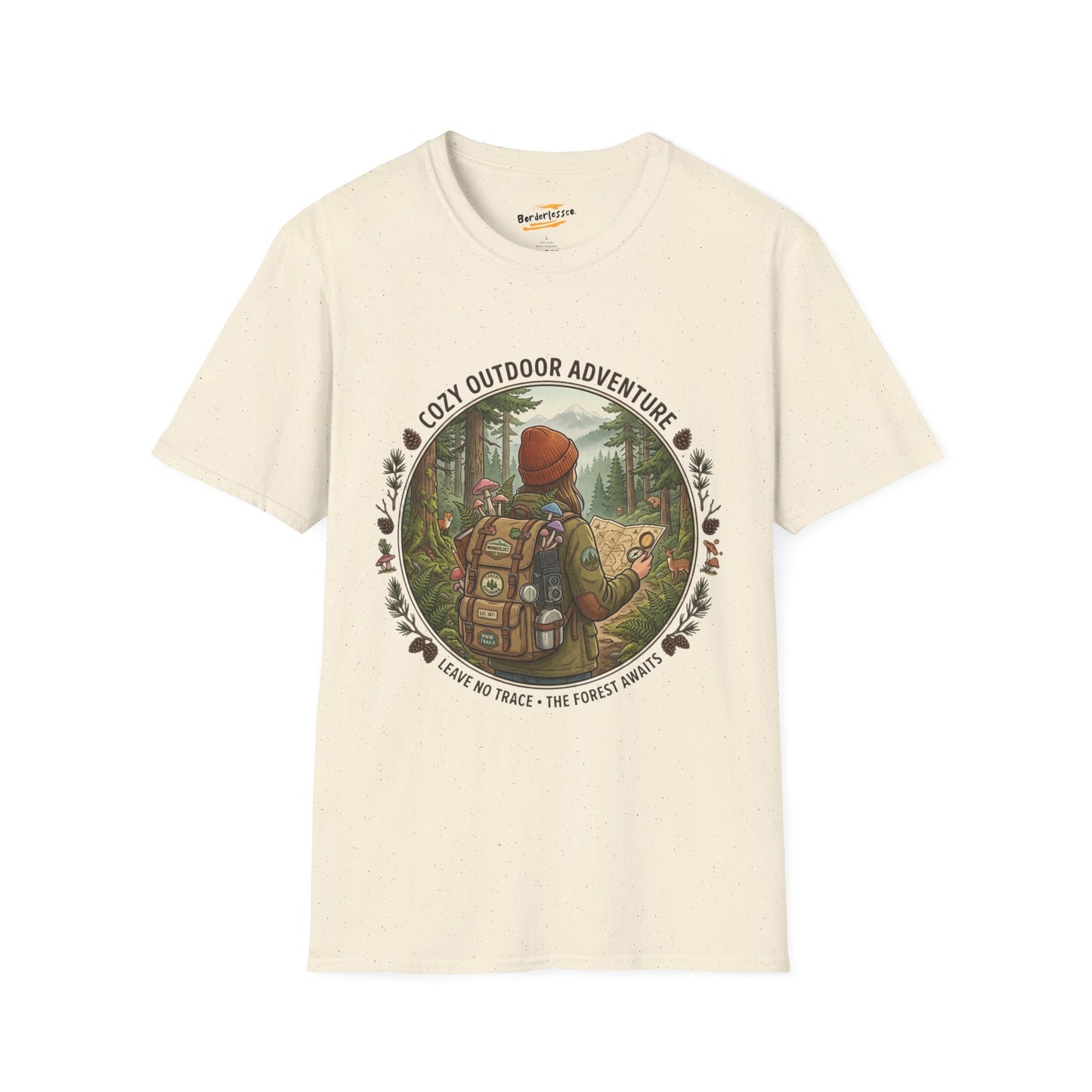 Cozy Outdoor Adventure T-Shirt — "Learn to Roam" Forest Hiking Graphic Tee